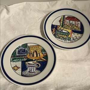 Williams Sonoma Salad Dessert Plates PARISIAN CAFE 7 3/4” Japan Set Of 2